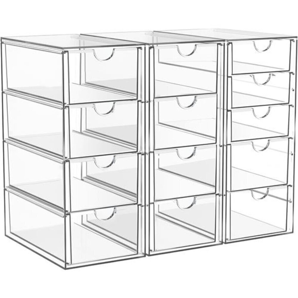 Clear Acrylic Makeup Organizer 13 Drawers Bathroom